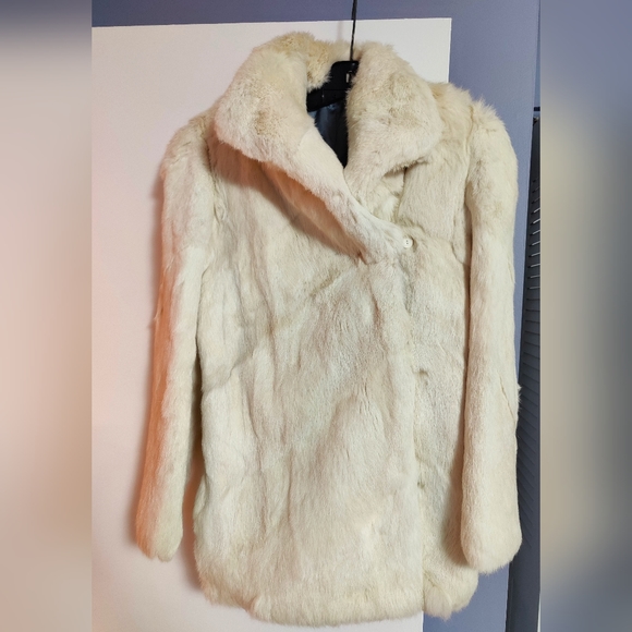 Rabbit fur coat, white - Picture 2 of 7